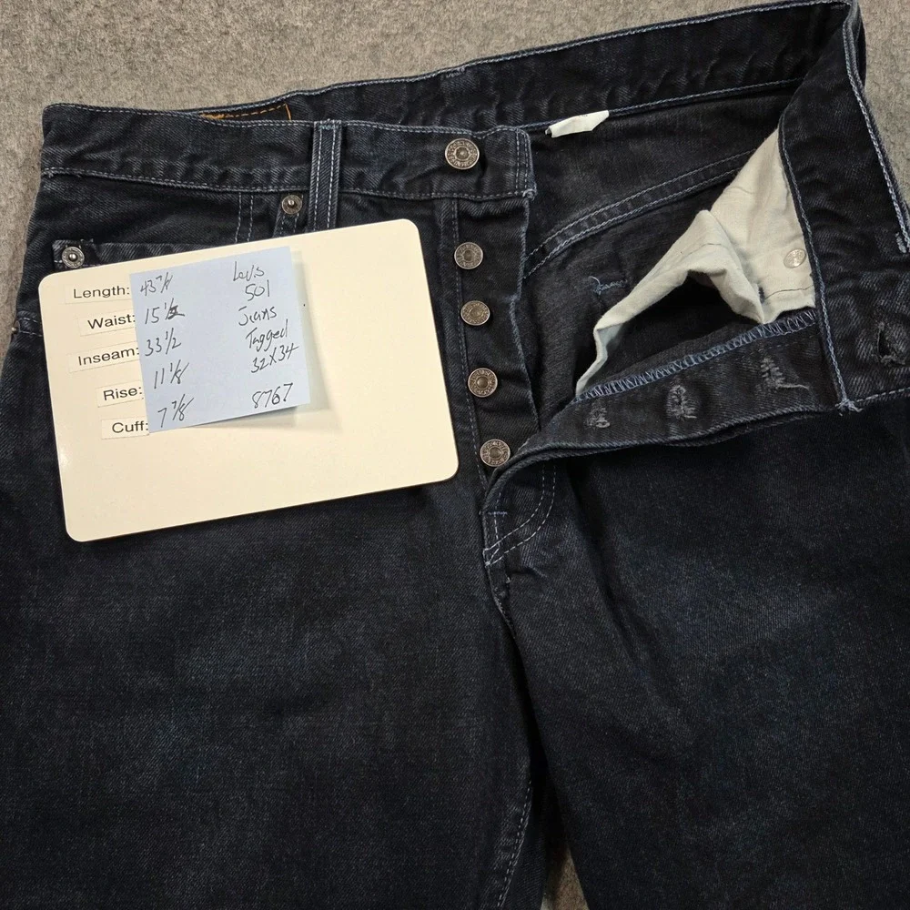 Vintage Levis 501 Original Fit Jeans Mens 31x33 (tag 32x34) Blue Button Fly